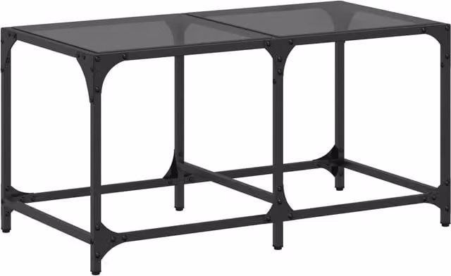 Berkfield Home Modern Rectangular Coffee Table with Black Glass Top and Steel Frame, W: 78.5 cm, D: 40 cm, H: 40 cm – 1