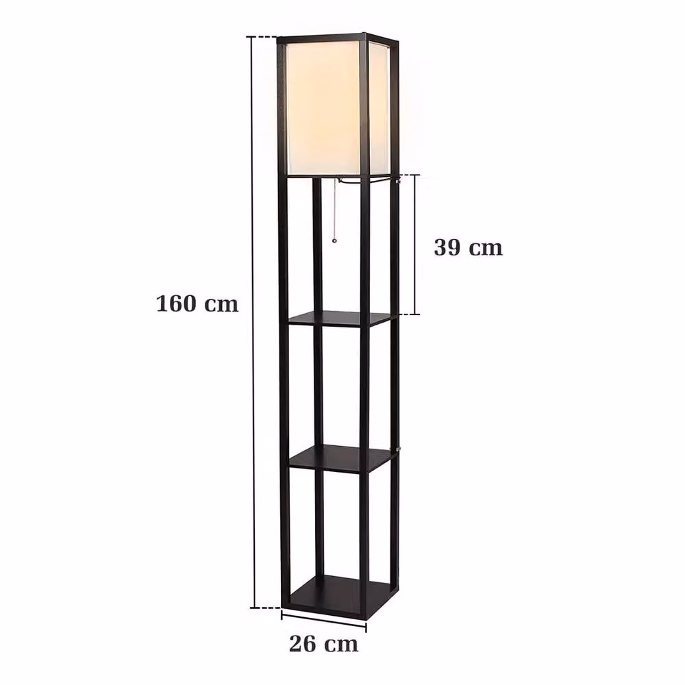 EONLION Black Modern Metal Floor Lamp with Fabric Shade and Shelf Storage – 2