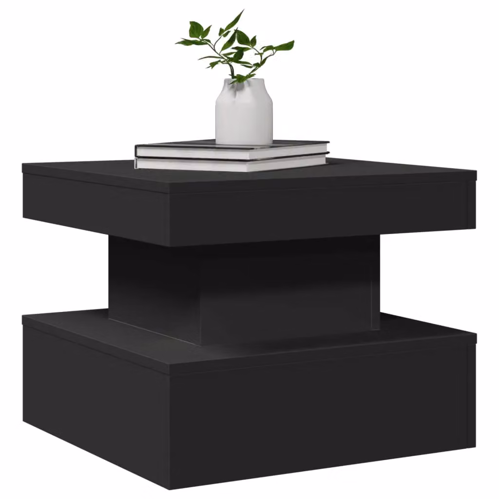 Berkfield Home Modern Black Coffee Table with LED Lights W/D/H: 50 x 50 x 40 cm – 4