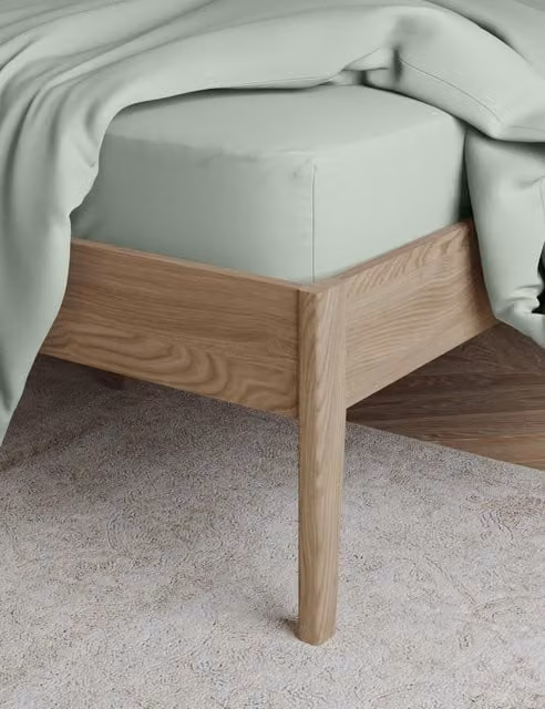 M&S Egyptian Cotton 230 Thread Count Percale Deeper Fitted Sheet, Light Duck Egg, W: 140 cm, L: 200 cm