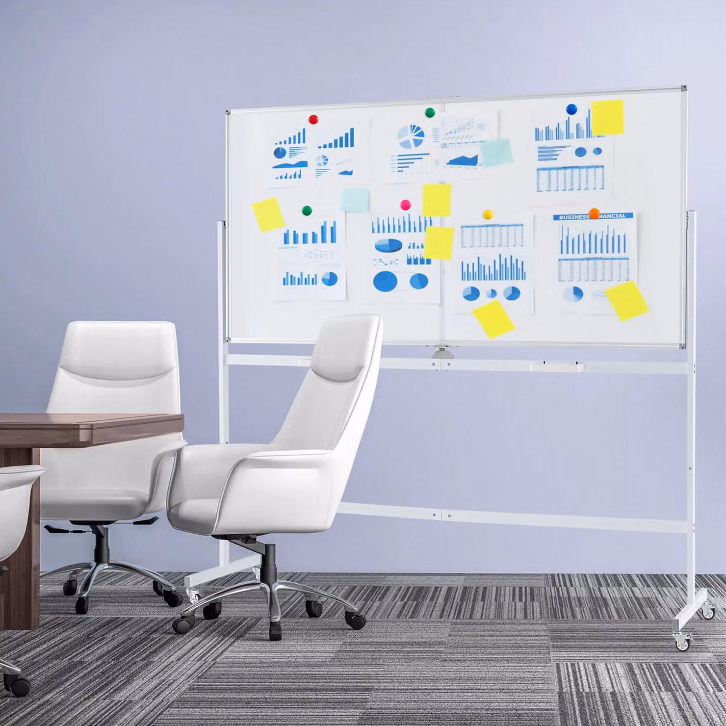 Costway Double-Sided Magnetic Rolling Whiteboard on Wheels, White, W: 180 cm, H: 90 cm – 3