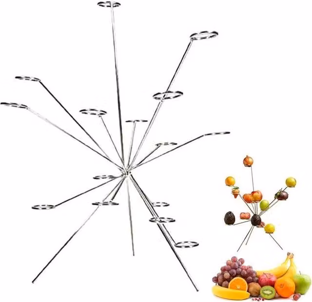 NESTLUNE Silver Exploded Fruit Serving Bowl in Stainless Steel, W/D: 100 x 100 cm