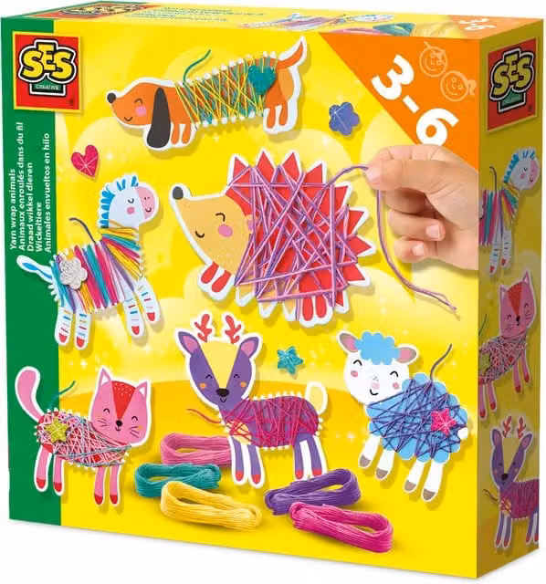 SES Yarn Wrap Animals Multicolour and White Creative Craft Kit