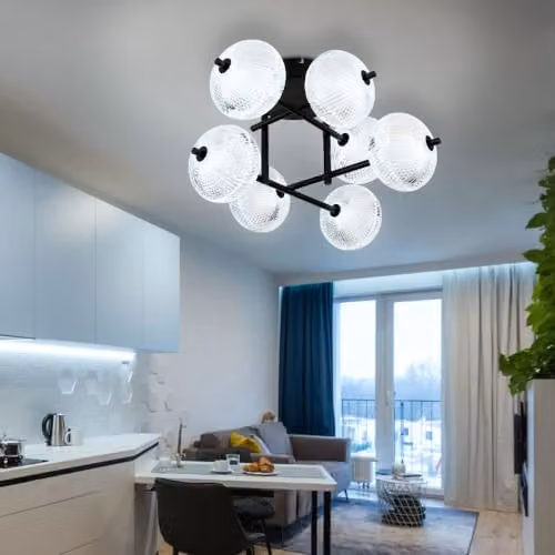 Globo Lighting Modern LED Ceiling Lamp in Black and Transparent with Included Bulbs – 3