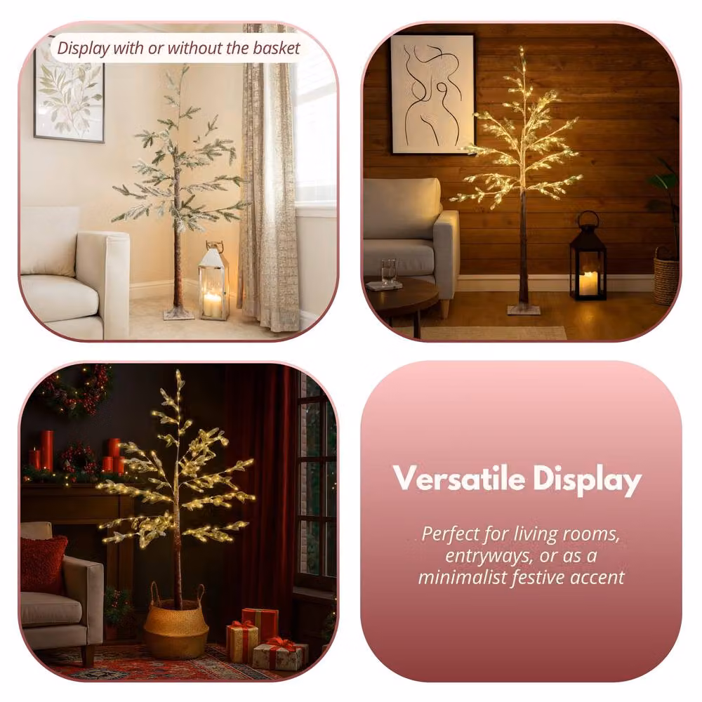 Marco Paul Pre-Lit Large Birch Twig Christmas Tree with Warm White LED Lights in Brown – 4