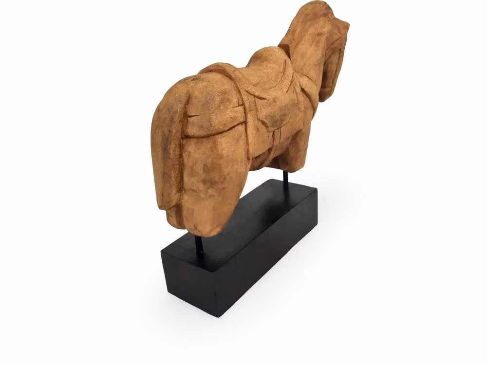 Elm Home And Garden Rustic Mango Wood and Iron Horse Sculpture in Brown and Black – 2