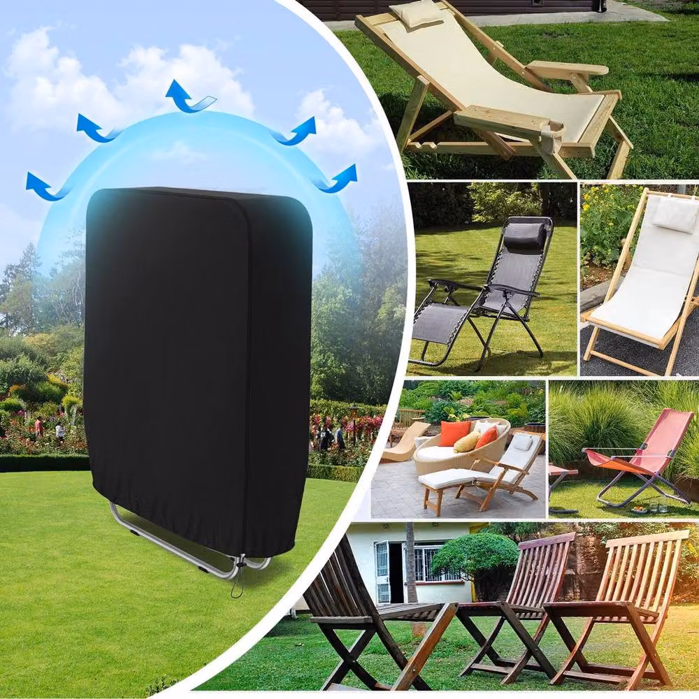EONLION Waterproof Black Polyester Folding Recliner Chair Cover, Width: 100 cm – 4