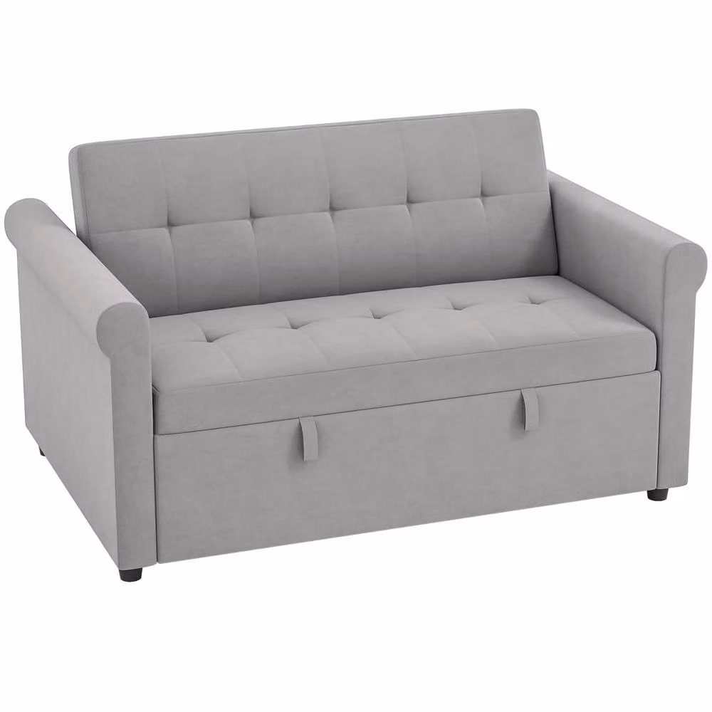 Wyld Haus Rekano Grey Velvet 2 Seater Click Clack Sofa Bed W/D/H: 141 x 78 x 78 cm – 2