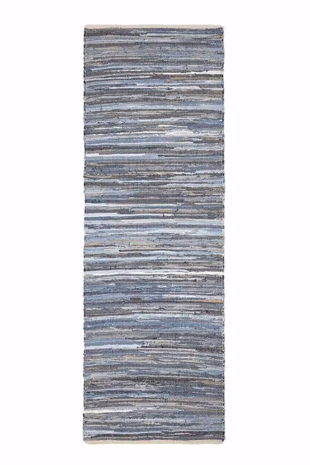 Homescapes Blue Striped Handwoven Denim Chindi Hall Runner, W: 66 cm, L: 200 cm – 2