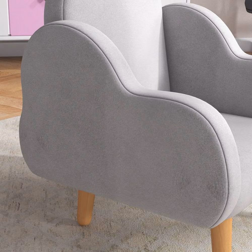 STILVORA Kids Armchair with Cloud Design in Grey Velvet – 3