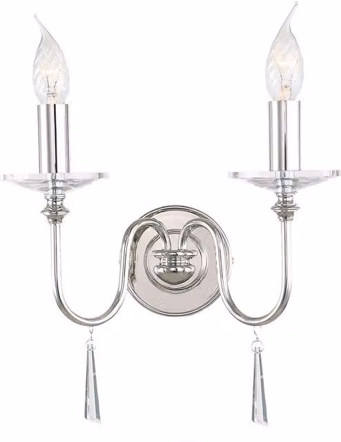 Netlighting Finsbury Park 2 Light Indoor Candle Wall Light in Grey and Silver with E14 Base