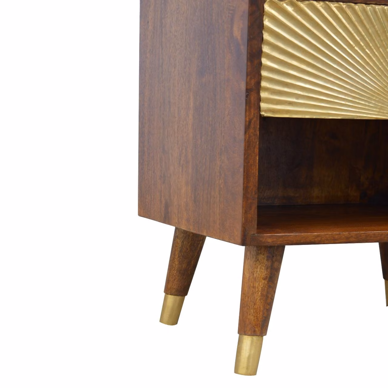 Aosom UK Mid-Century Mini Nightstand with Drawer and Shelf, Brown – 4