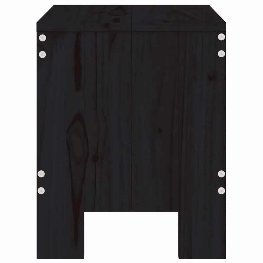 Berkfield Home Set of 2 Black Rustic Garden Stools in Solid Pine Wood, W/D/H: 40 x 36 x 45 cm – 5