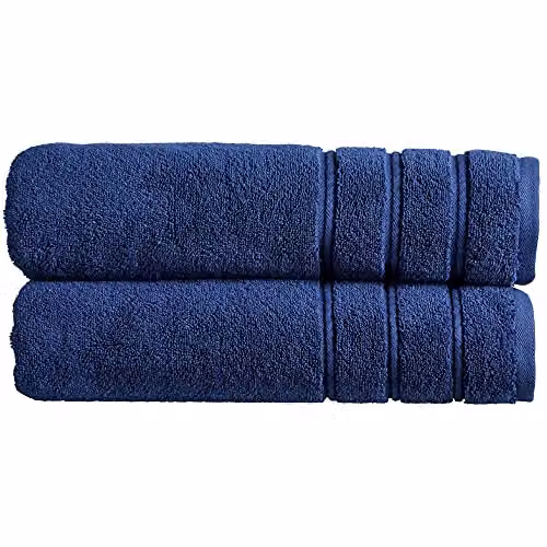 Christy Antalya Luxury Turkish Cotton Bath Sheet Set of 2 Blue W/H: 90 x 150 cm