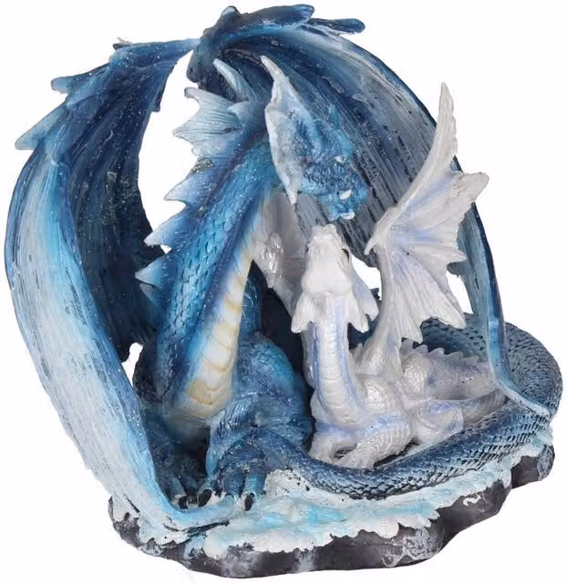 Nemesis Now Mothers Love Blue Dragon Figurine, Blue and White, Height: 18 cm