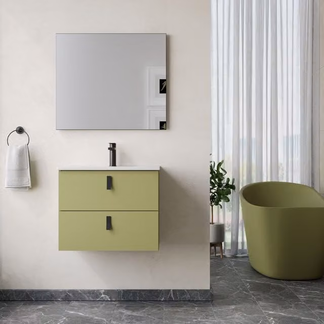 Banyetti Invicta 600mm Wall Hung Vanity with Lira Basin in Sage Green – 1