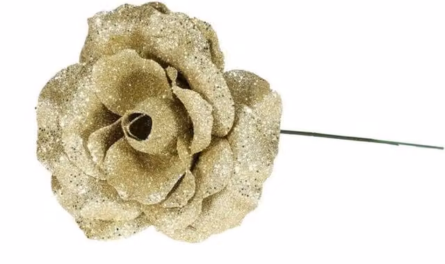 KDMD Gold Glitter Rose Hanging Flower Pendants, Pack of 3, Diameter: 21 cm