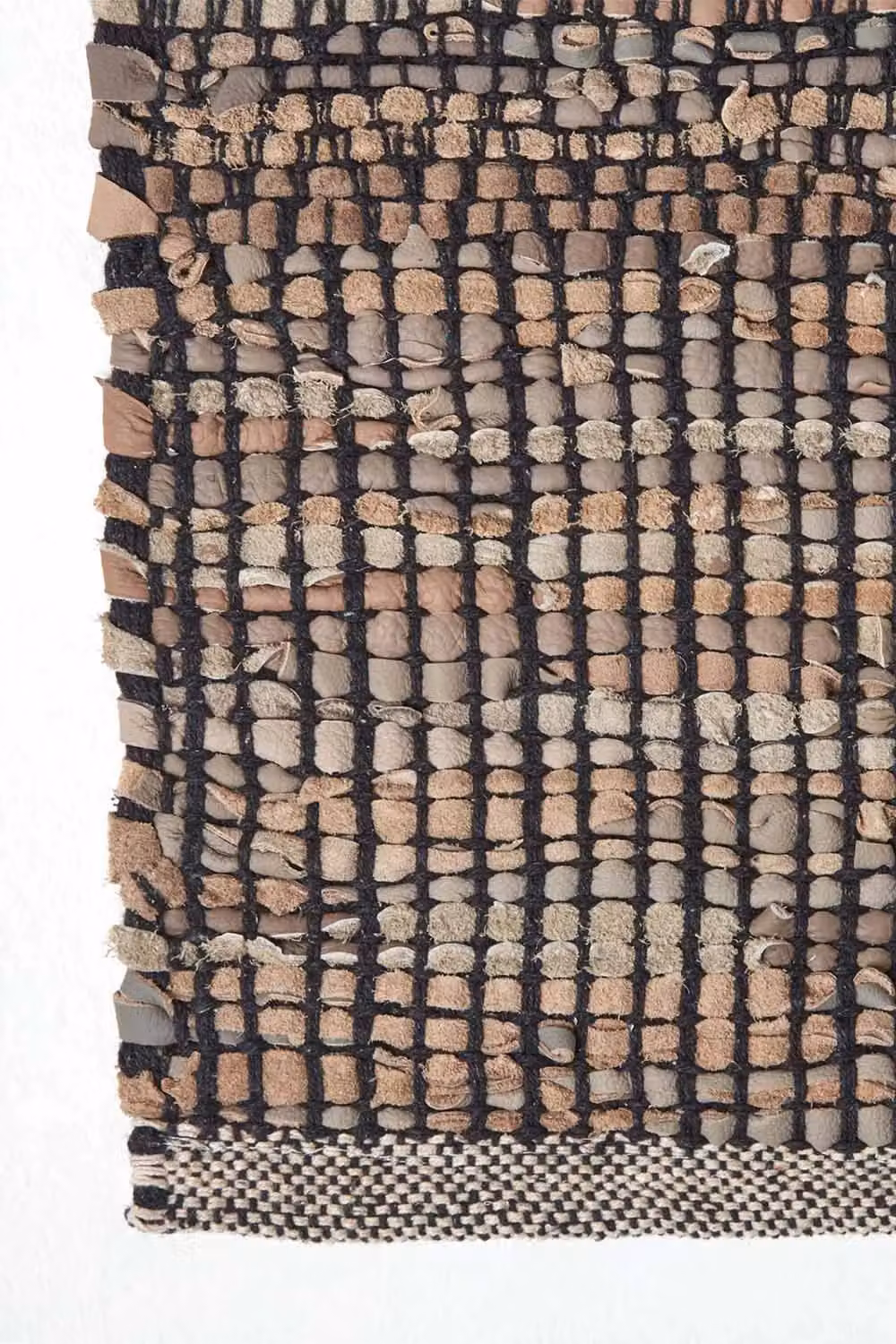 Homescapes Black Leather Handwoven Herringbone Hallway Runner, W/L: 66 x 200 cm – 3
