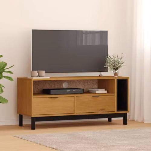 vidaXL FLAM TV Cabinet in Brown Solid Pine Wood, W/D/H: 110 x 40 x 50 cm – 2