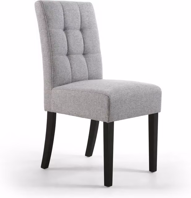 Shankar Moseley Waffle Linen Effect Dining Chair in Silver Grey with Black Rubberwood Legs