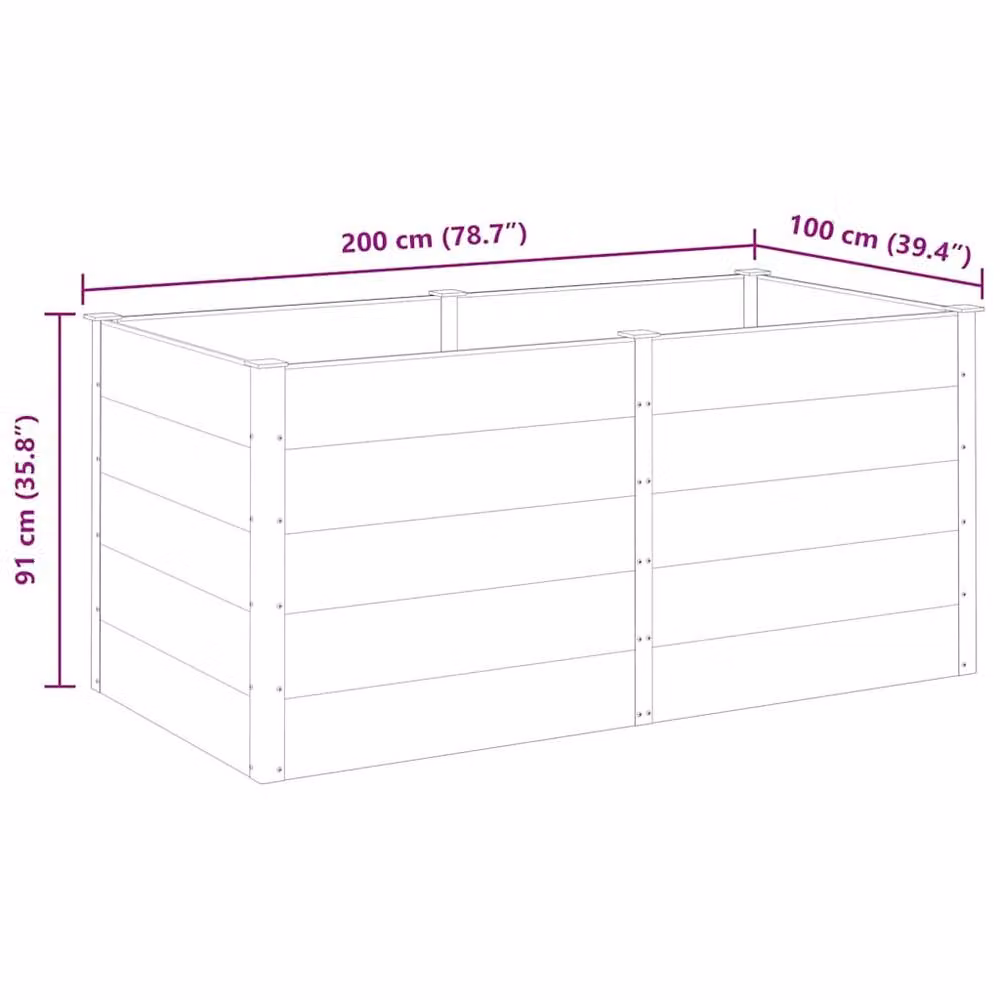Berkfield Home Garden Grey WPC Raised Bed W/D/H: 200 x 100 x 91 cm – 3