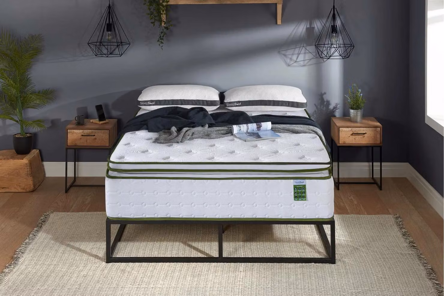 SleepSoul Hybrid Memory Foam Pocket Sprung Mattress in White, W/D/H: 200 x 200 x 38 cm – 3