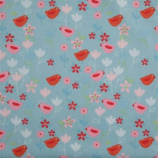 Homescapes Multicolour Birds and Flowers Pure Cotton Fabric, 150cm Wide