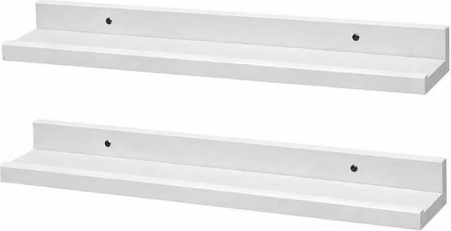 PAWNORA Set of 2 White Wall Mounted MDF Shelves, Width: 80 cm