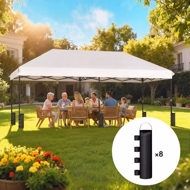 Outsunny 8 Pack Polyester Gazebo Sand Weight Bags in Black