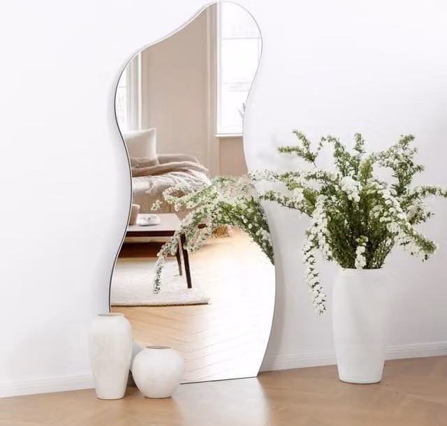Home Garden Direct Lesina Large Frameless Pond Mirror in Clear, H 170 cm x W 80 cm