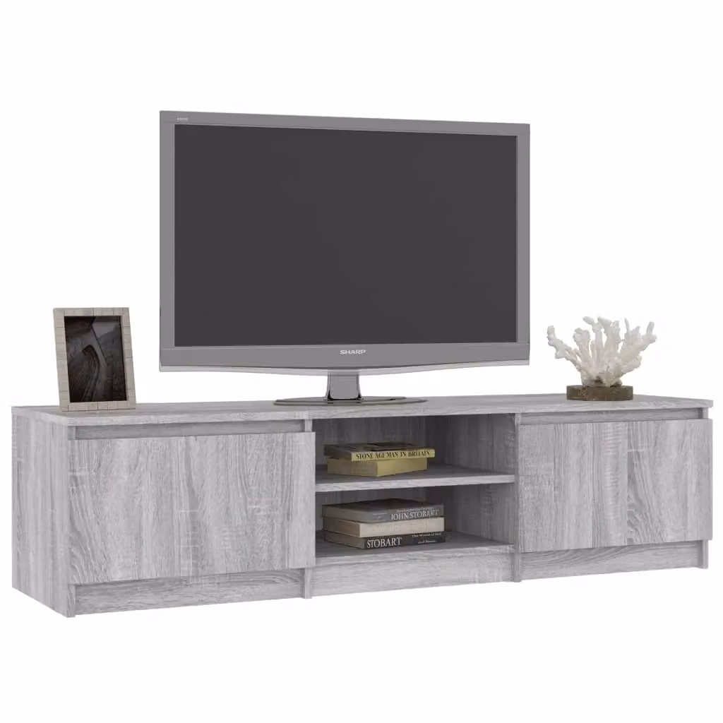 Berkfield Home Modern Grey Sonoma TV Cabinet in Engineered Wood W: 140 cm, D: 40 cm, H: 35.5 cm – 3