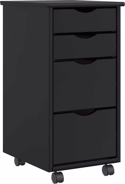 Berkfield Home MOSS Rolling Cabinet with Drawers in Black Solid Pine Wood