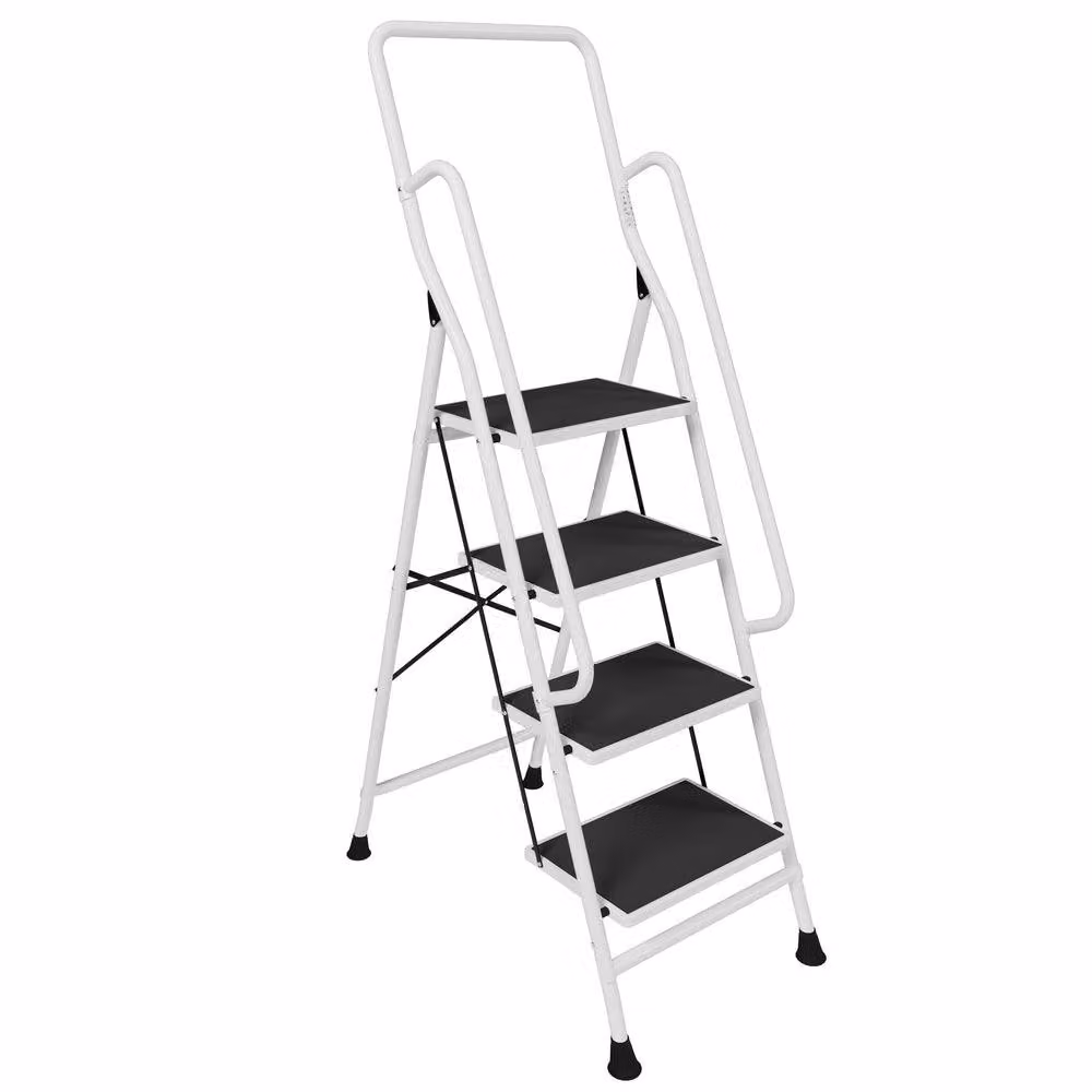 HD Designs Home Vida 4 Step Ladder with Handrail in White – 2