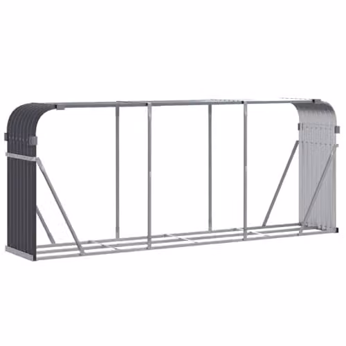 vidaXL Anthracite Galvanised Steel Log Holder W/D/H: 234 x 45 x 100 cm