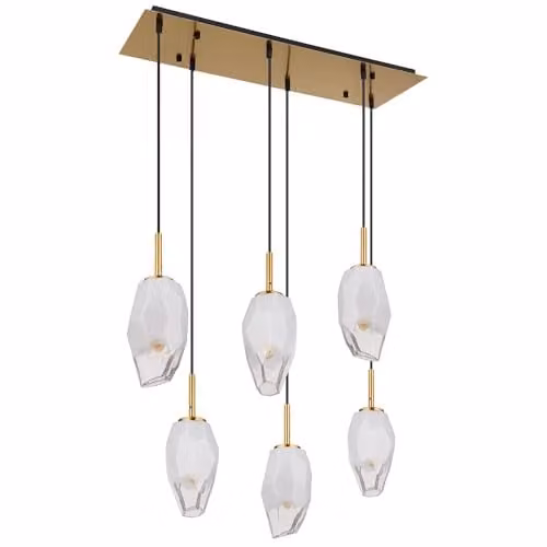 Globo Lighting Modern Brass and Glass Suspended Pendant Light for Dining Rooms, 6-Bulb, Length: 72 cm – 1