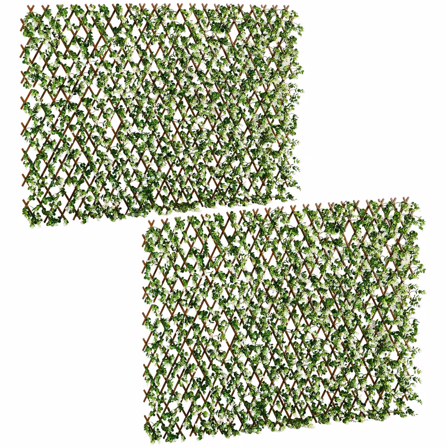 Outsunny 2 Piece Expandable Artificial Hedge Privacy Fence in Green, H 2 m x W 1 m – 2