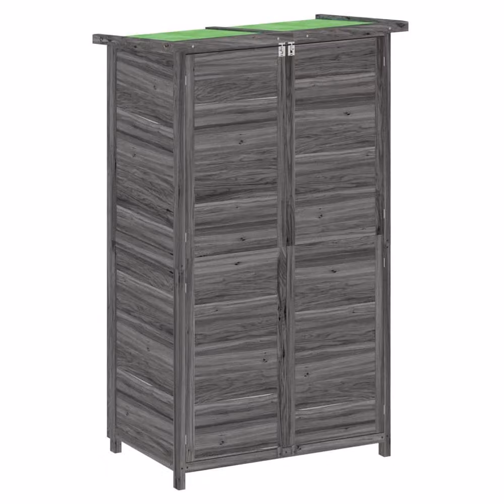 Berkfield Home Grey Solid Wood Pine Garden Tool Shed Tall Cabinet W/D/H: 83 x 57 x 140 cm – 3