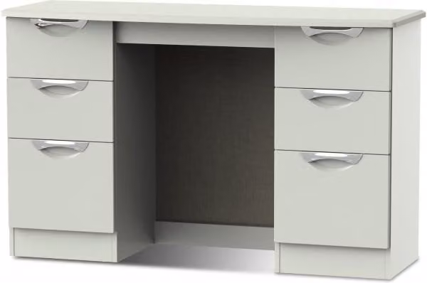ASC Corsica Double Pedestal Dressing Table in White and Silver