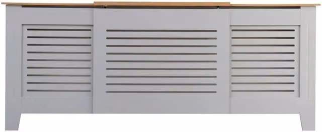 PAWNORA Adjustable MDF Radiator Cover with Slat Grille in Grey