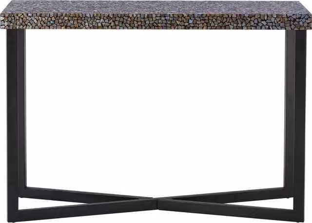 Orsina Mosaic Rectangular Console Table in Black and Multicolour, W: 110 cm, D: 38 cm, H: 77 cm