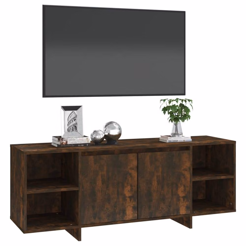 Berkfield Home Modern Smoked Oak TV Cabinet in Brown, W: 130 cm, D: 35 cm, H: 50 cm – 3