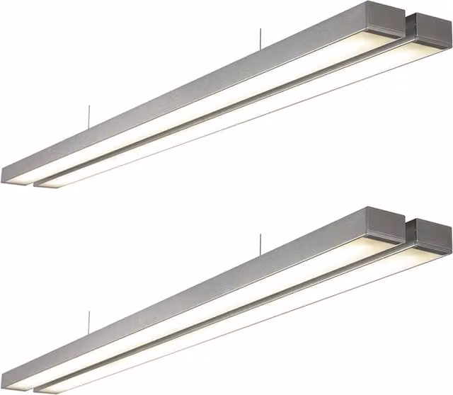 Loops 2 Pack Twin Commercial LED Suspension Light in Silver, W/D/H: 1494 x 156 x 156 mm