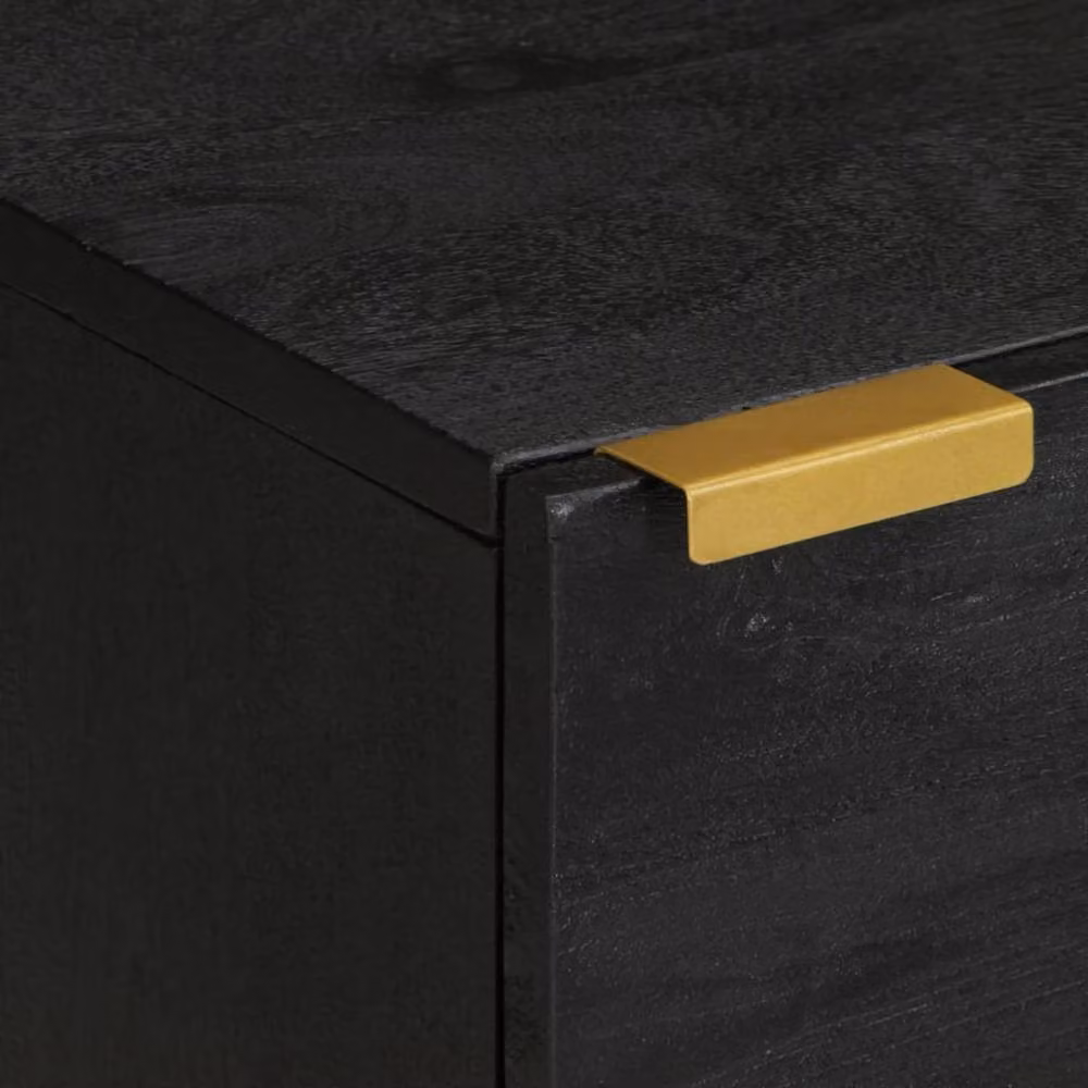 Berkfield Home Black Mango Wood Bedside Cabinet W/D/H: 40 x 33 x 46 cm – 4