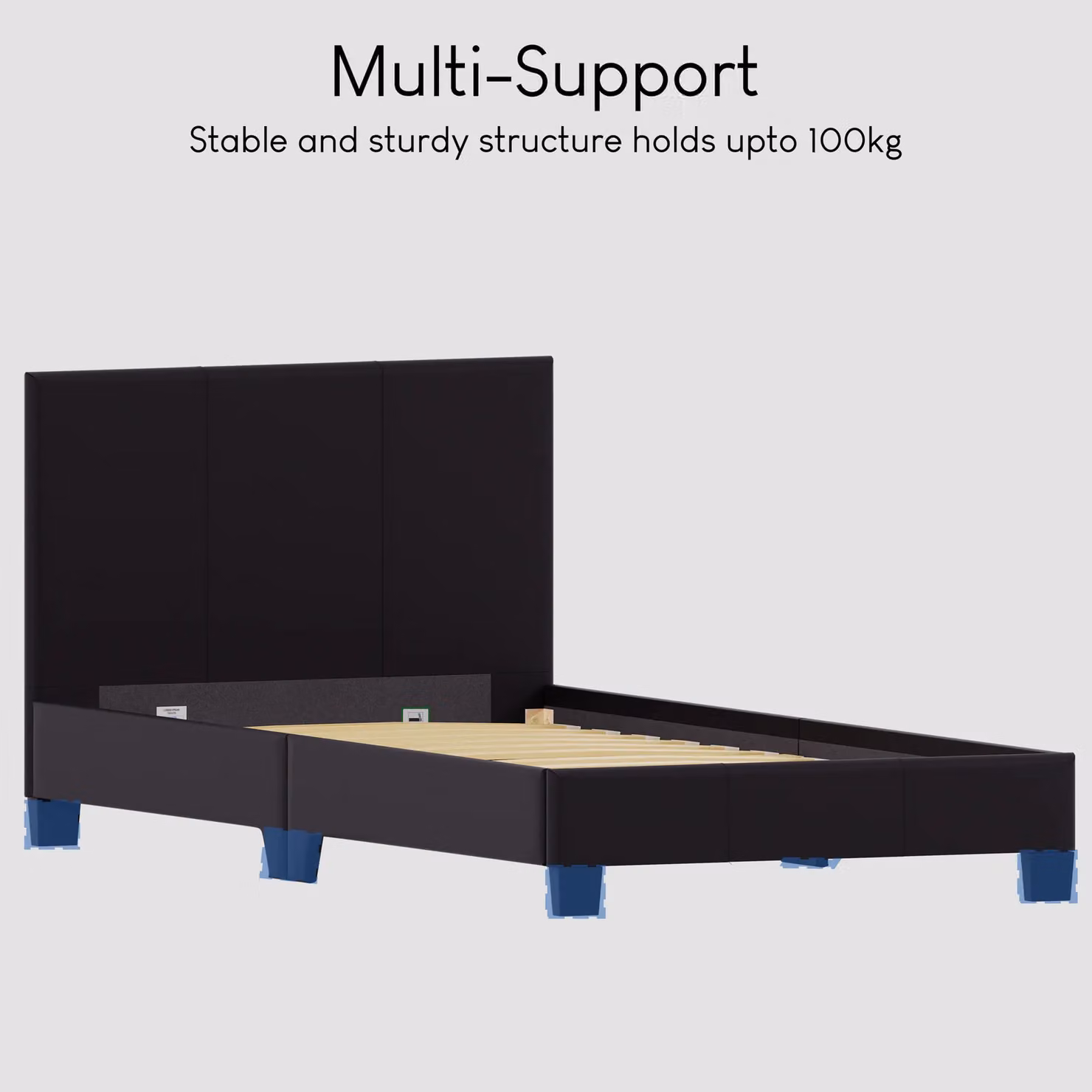 Vida Designs Lisbon Single Upholstered Faux Leather Bed Frame with Storage in Black – 6