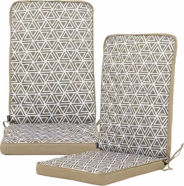 Veeva High Back Seat Pad in Triangle Geo Olive Green, Pack of 2