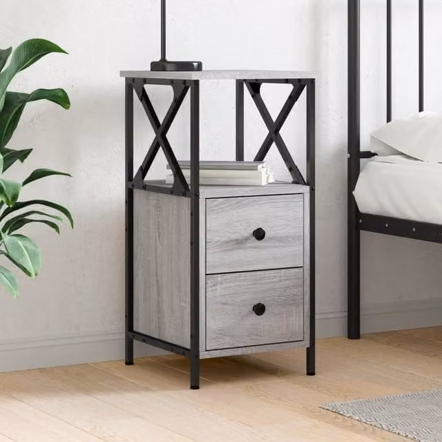 Berkfield Home Grey Sonoma Bedside Cabinet, W/D/H: 34 x 35.5 x 70 cm – 1