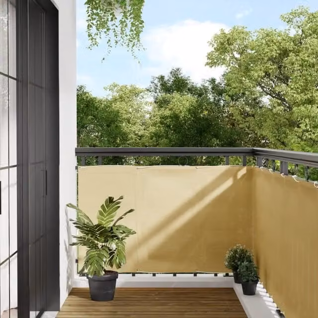 Berkfield Home Opaque Balcony Screen in Sand and Yellow, W/H: 90 x 300 cm, UV-Resistant Polyester