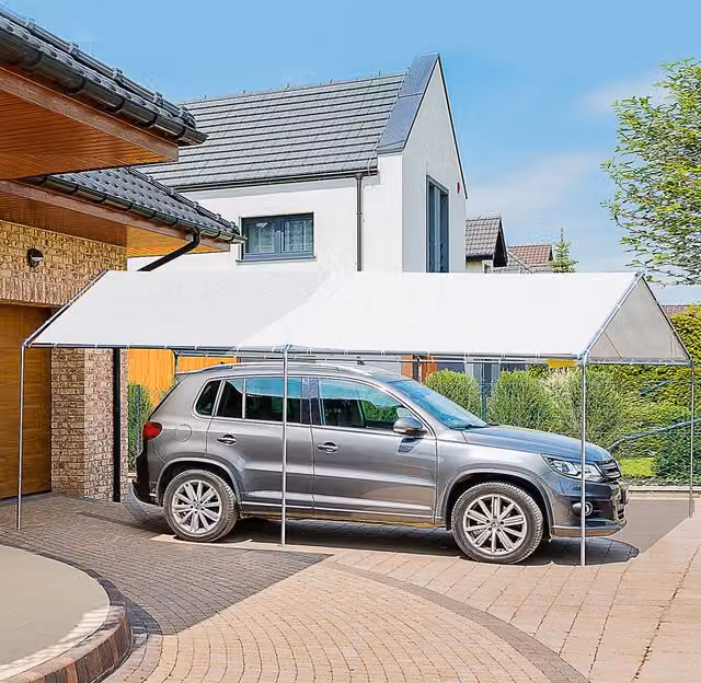 Outsunny White Galvanised Steel Gable Carport Garage Car Shelter – 9