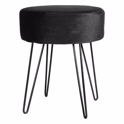 Harbour Housewares Modern Cylindrical Velvet Footstool in Black
