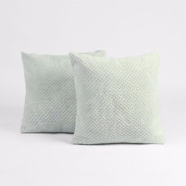 Brentfords Pack of 2 Blue Waffle Fleece Square Cushion Covers